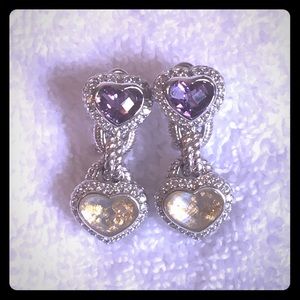 Judith Ripka Double Heart Earrings